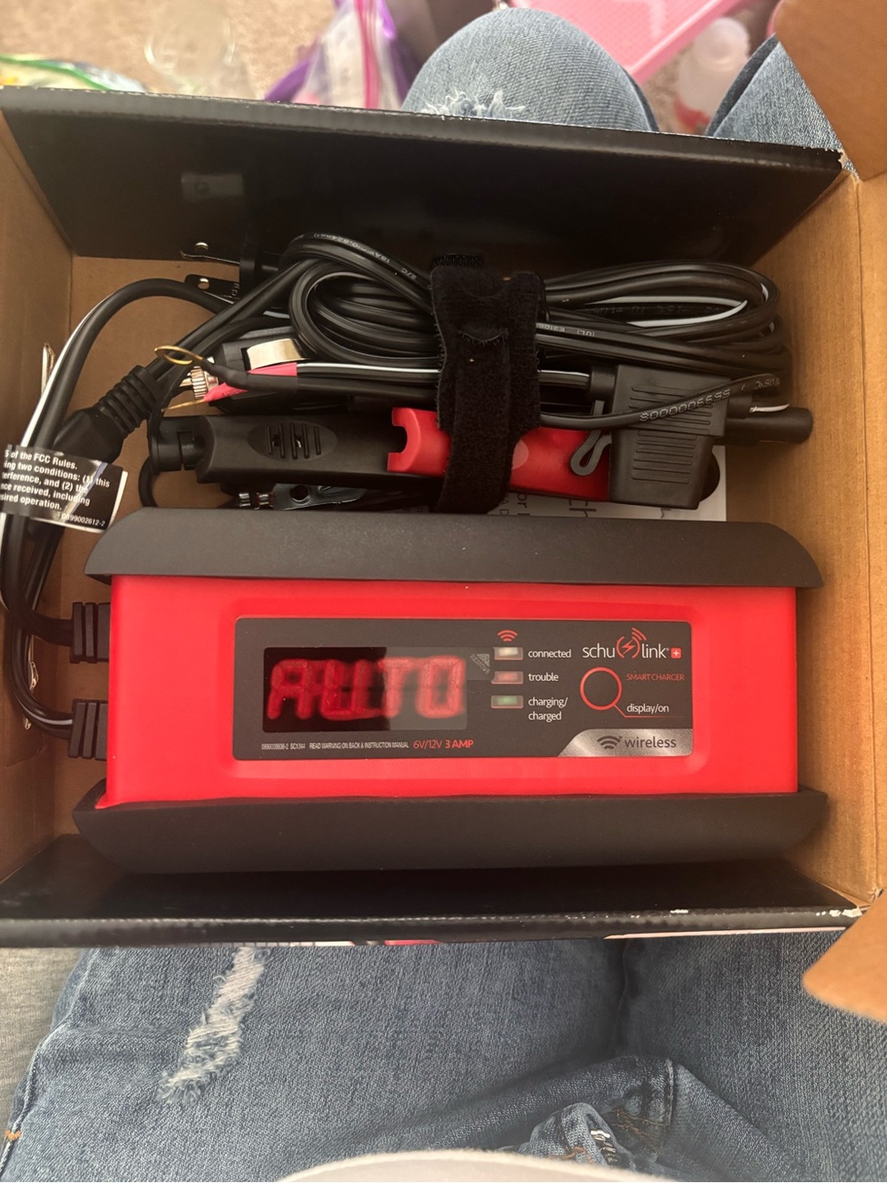 Red Wireless Smart Battery Charger and Maintainer